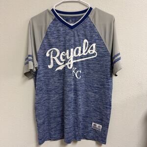 MLB Kansas City Royals Spell Out T-Shirt Adult M Blue Gray Stitches